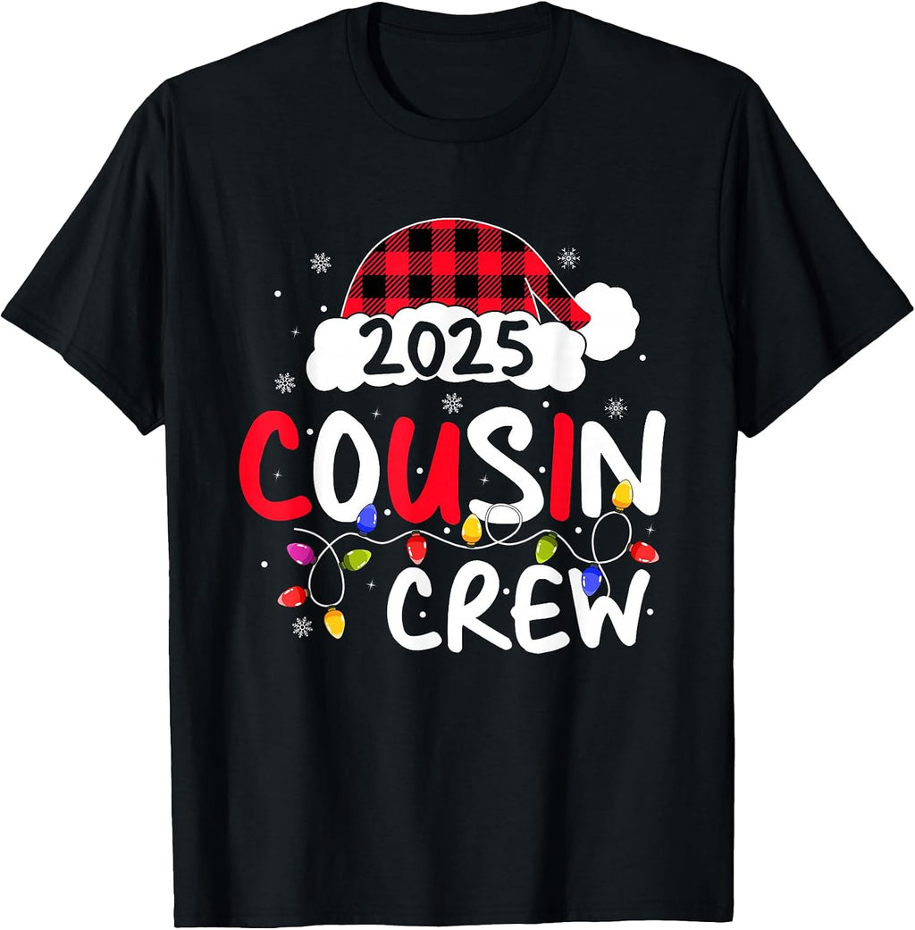Cousin Crew 2025 Christmas Family Santa Adults Kids Xmas T-Shirt