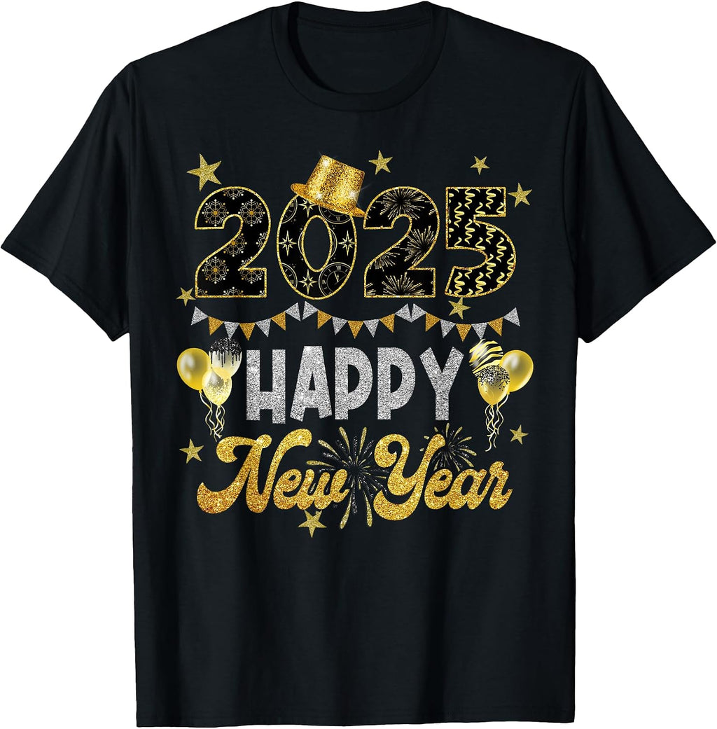 Happy New Year Party 2025 Balloon Family Passing Men Women T-Shirt
