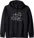 Merry And Bright X-Mas Holiday Christmas Lights Zip Hoodie