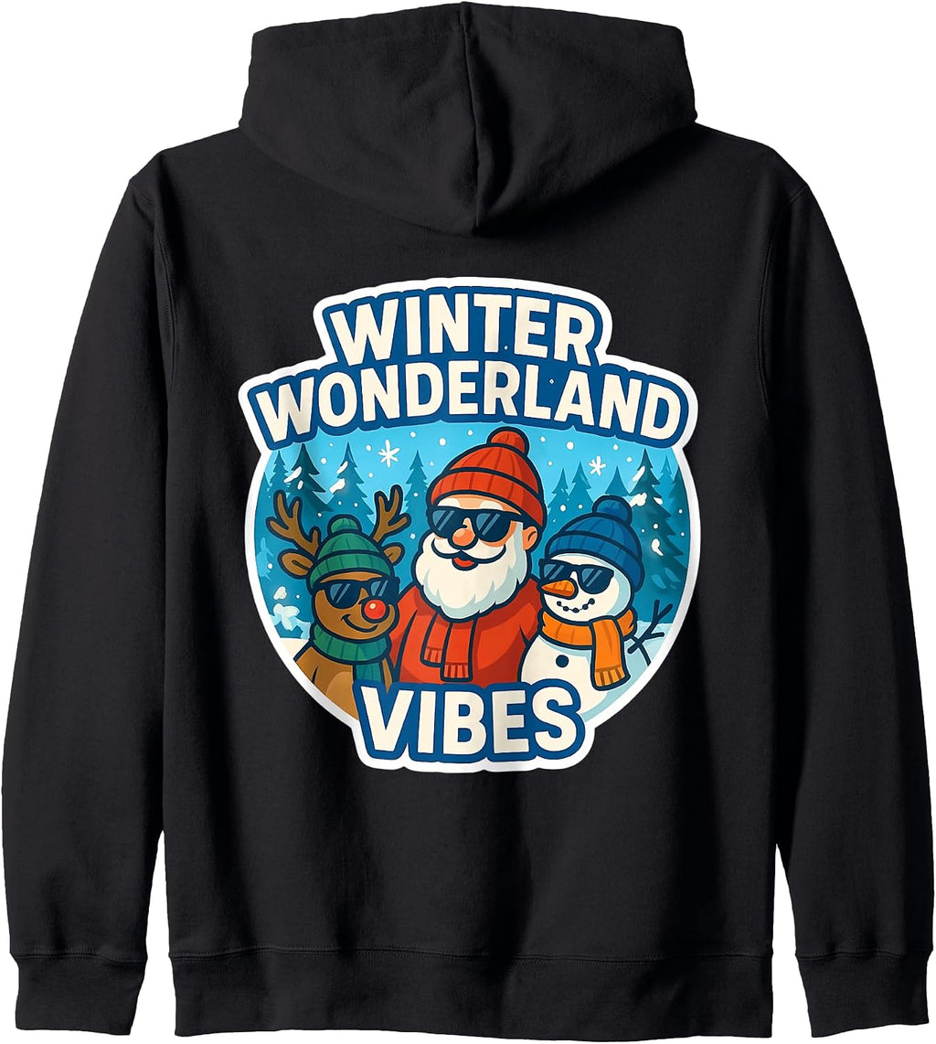 Winter Wonderland Vibes Christmas Holiday Fastive Santa Xmas Zip Hoodie