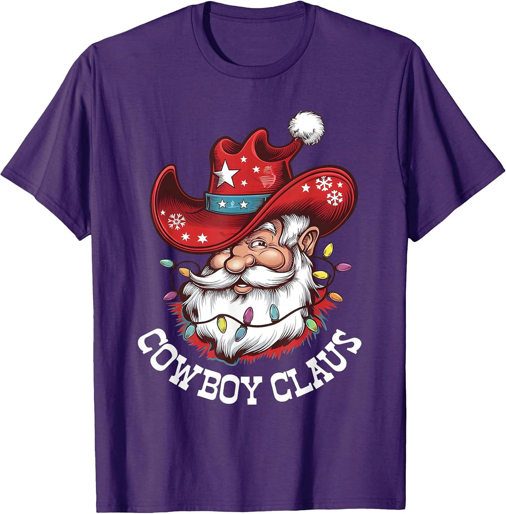 Cowboy Claus Cowboy Santa Hat Xmas Christmas Western Style T-Shirt