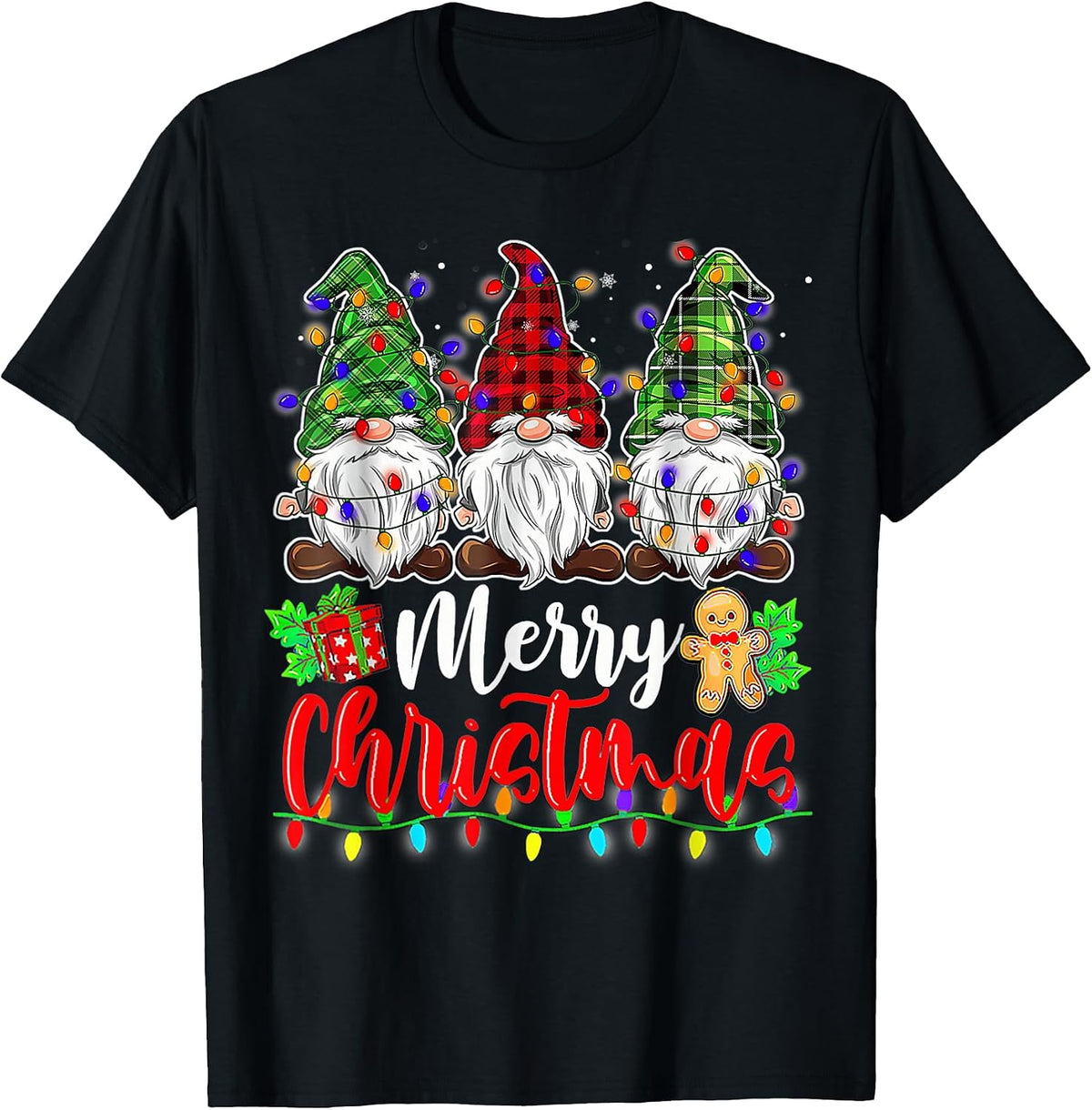 Gnomes Merry Christmas Light Gnome Xmas T-Shirt