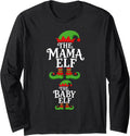 Pregnancy Announcement Mama Elf Baby Elf Pregnant Christmas Long Sleeve T-Shirt