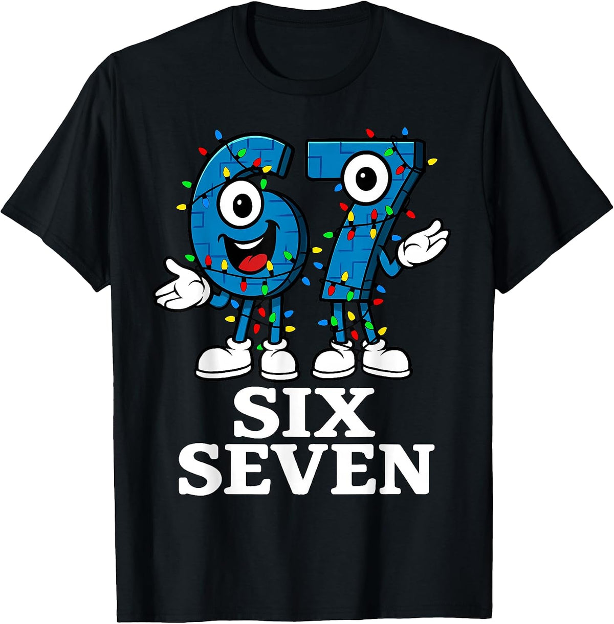 67 Six Seven 6-7 Christmas Lights - Brainrot Gaming Meme T-Shirt