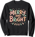 Merry and Bright Christmas Lights Cozy Holiday Funs Sweatshirt