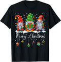 Cute Christmas Gnomes with Lights Merry Christmas T-Shirt