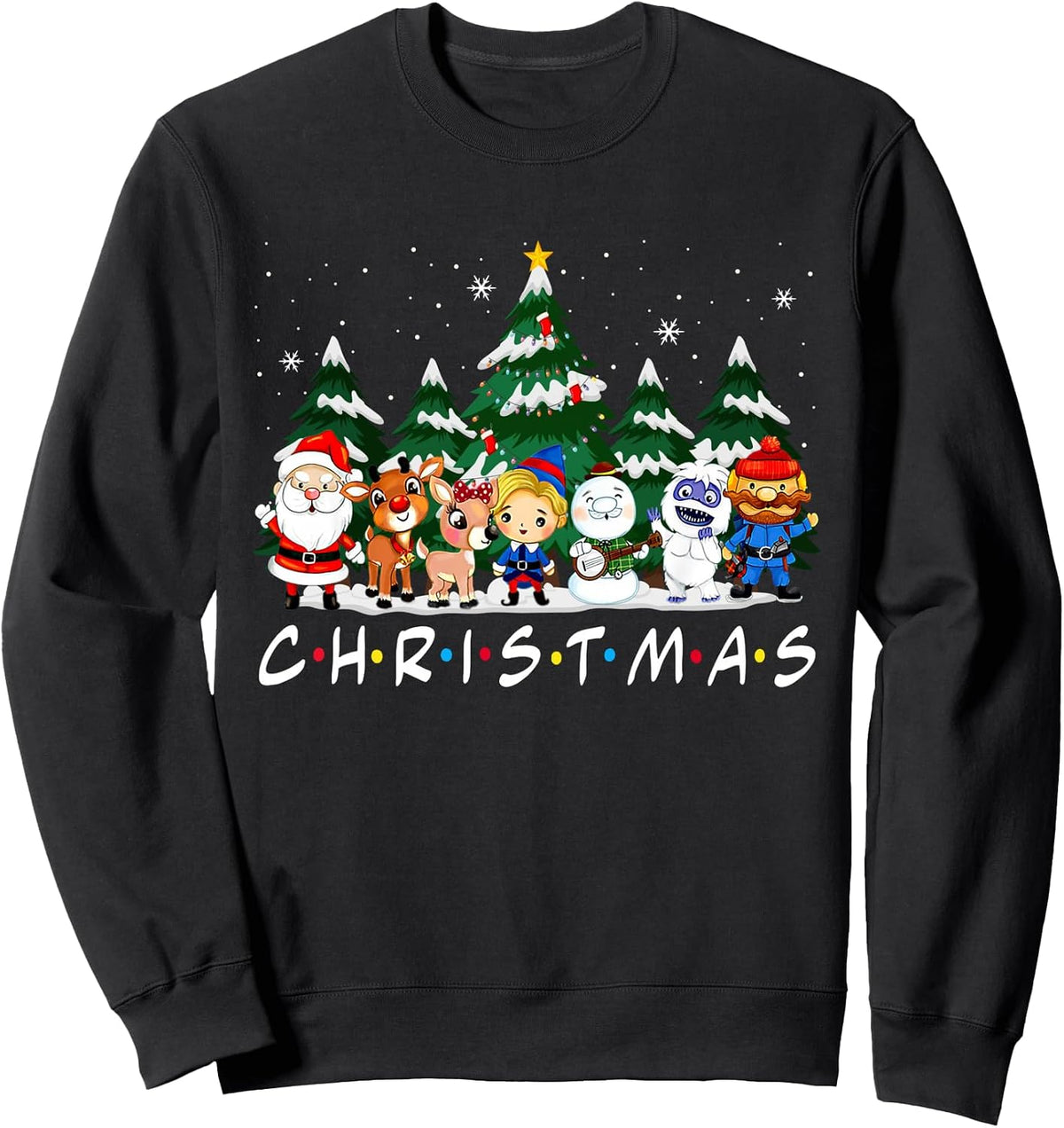Friends Christmas Santa Rudolph Snowman Family Pajama Xmas Sweatshirt