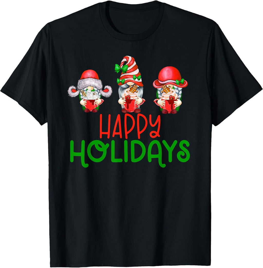 Happy Holidays Christmas Gnome Coffee Gingerbread Red T-Shirt