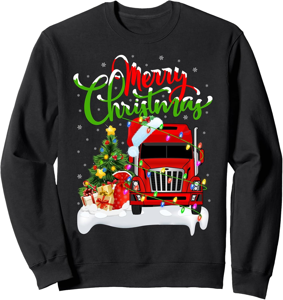 Xmas Tree Lighting Santa Hat Red Truck Christmas Sweatshirt