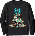 Western Xmas Tree Turquoise Cowhide Cowgirl Farmer Holiday Long Sleeve T-Shirt