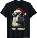 Funny Christmas Capy Holidays Kids Teens Boys Xmas Capybara T-Shirt