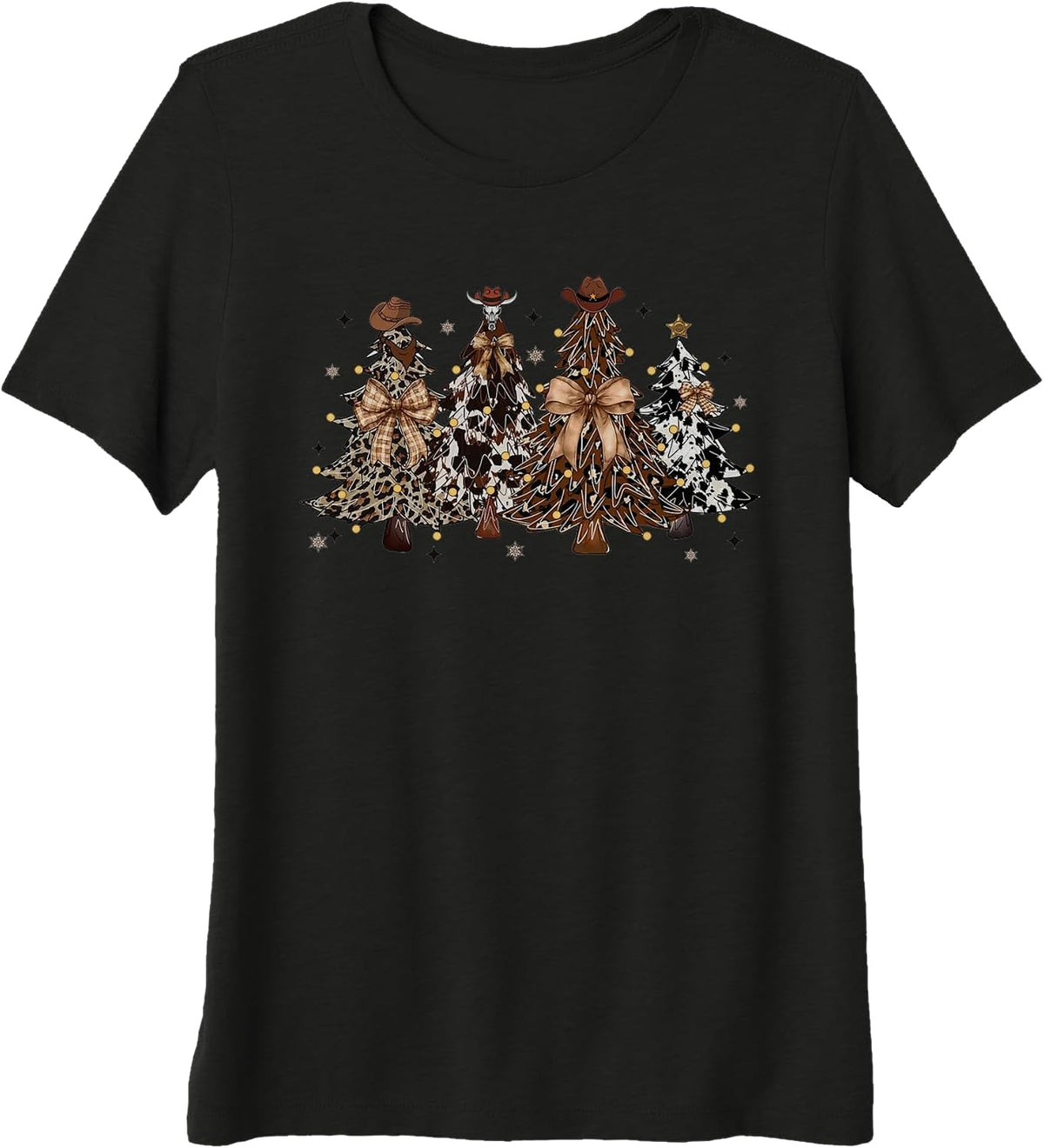 Womens Christmas Tree Western Retro Cowboy Coquette Design Cowgirl Premium Tri-Blend T-Shirt