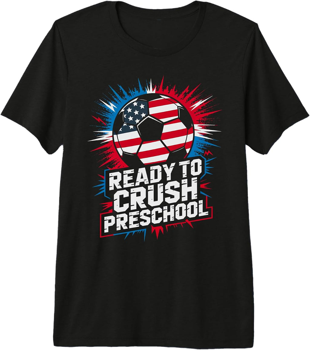 American Ready Crush Preschool Kick Off Soccer Teacher Happy Premium Tri-Blend T-Shirt