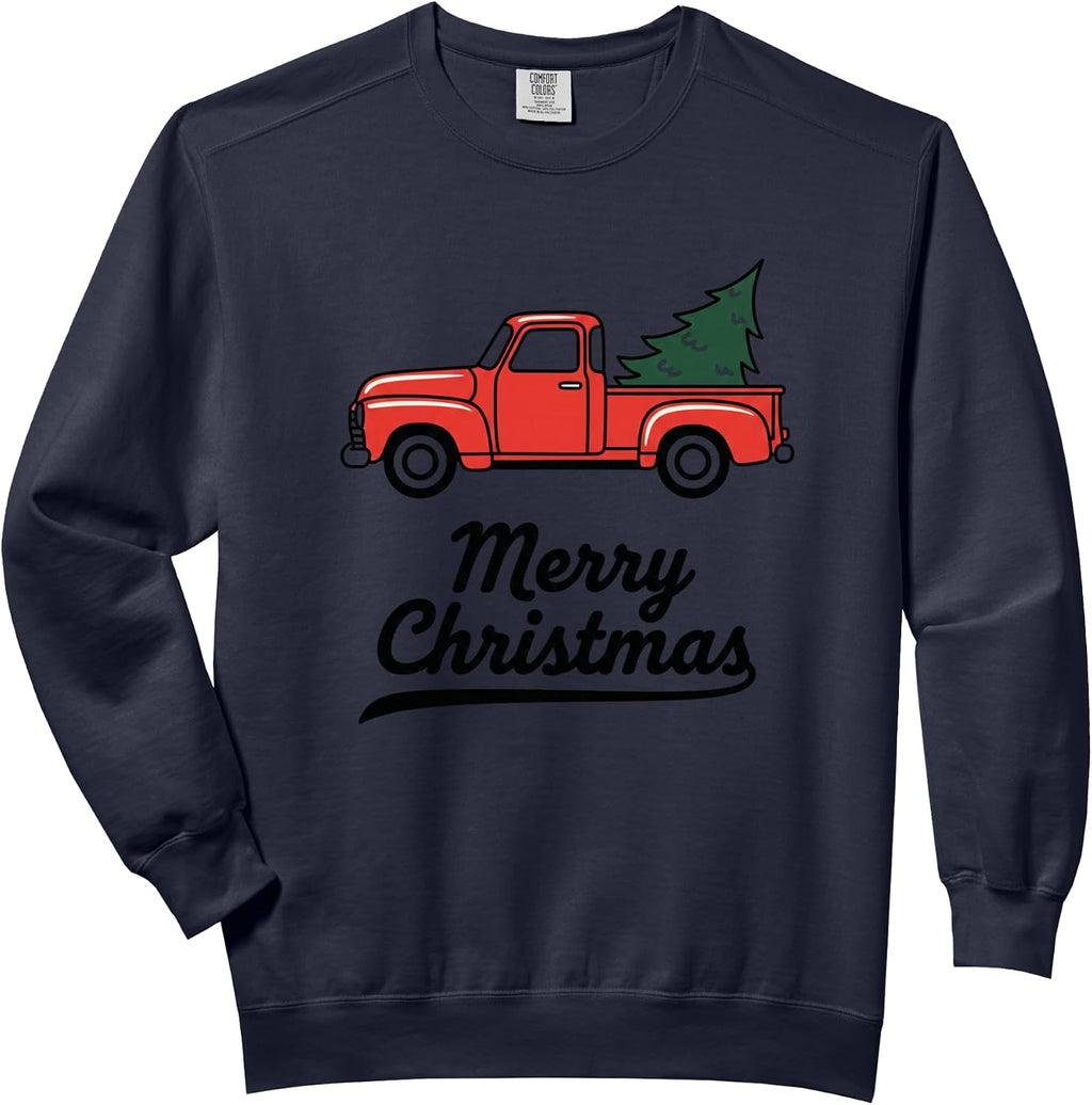 Christmas Truck Christmas Tree Merry Christmas Comfort Colors Adult Sweatshirt