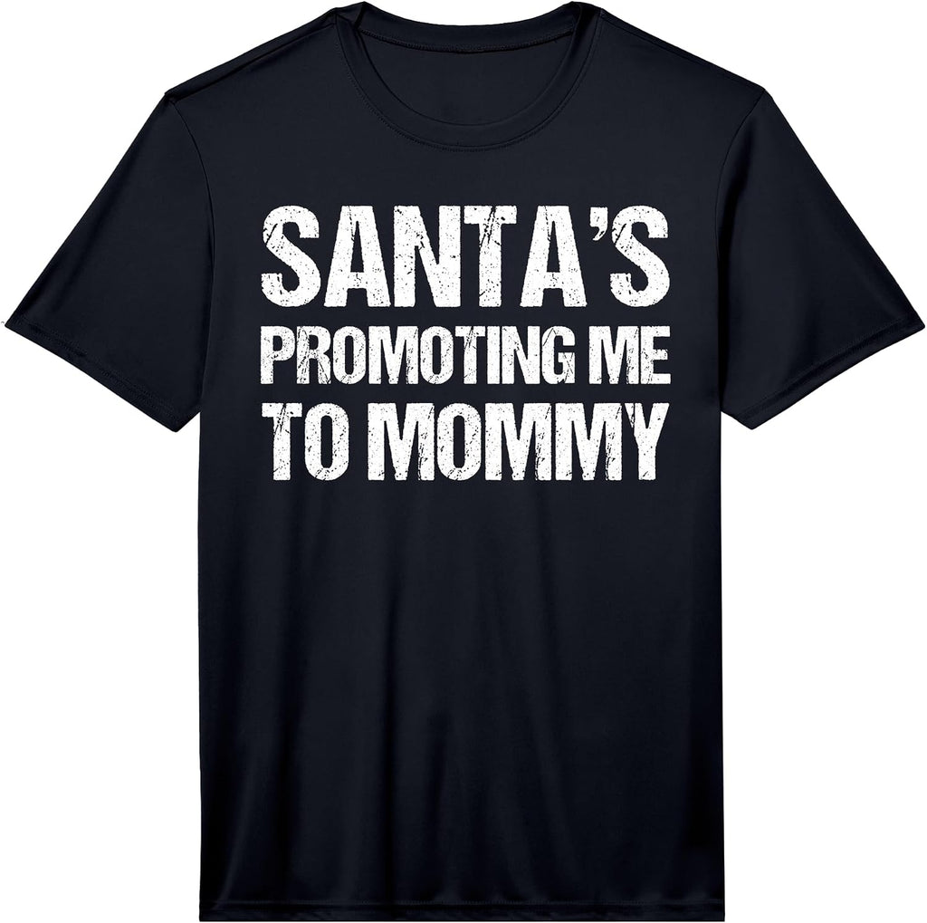 Christmas Pregnancy T-Shirt Santas Promoting Me to Mommy Performance T-Shirt