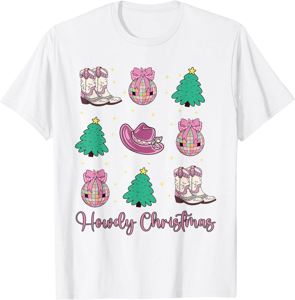 Howdy Western Christmas Coquette Cowgirl Country Xmas T-Shirt