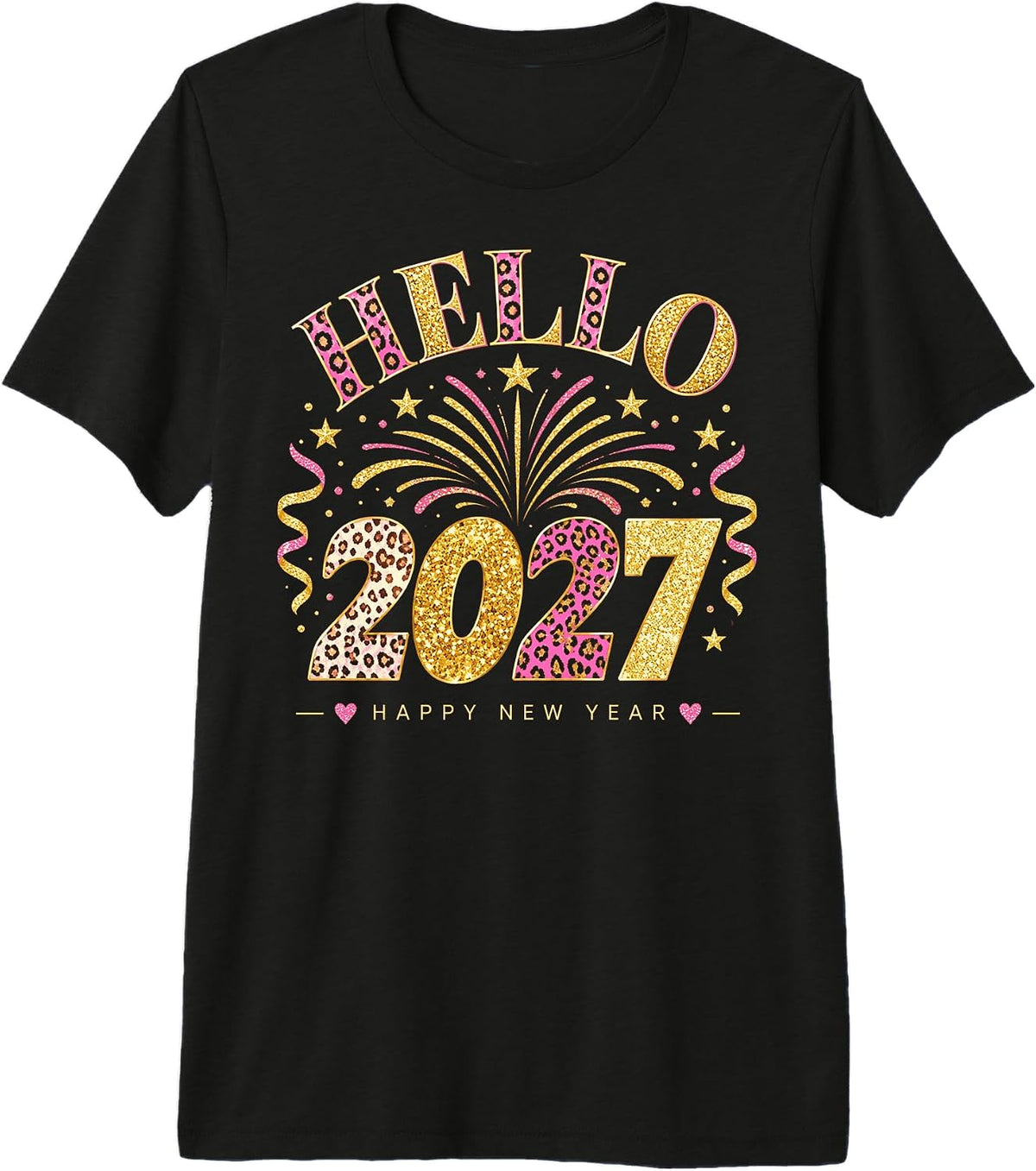 Hello 2027 Leopard Print Happy New Year Celebration Premium Tri-Blend T-Shirt