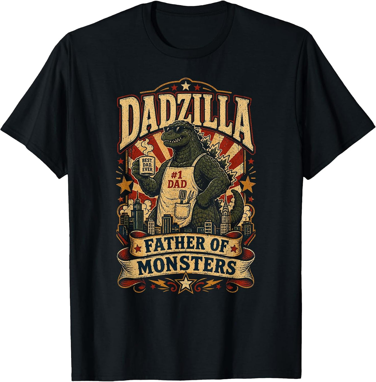 Dad Zilla Japanese Monster Funny Fathers Day Kaiju Daddy T-Shirt