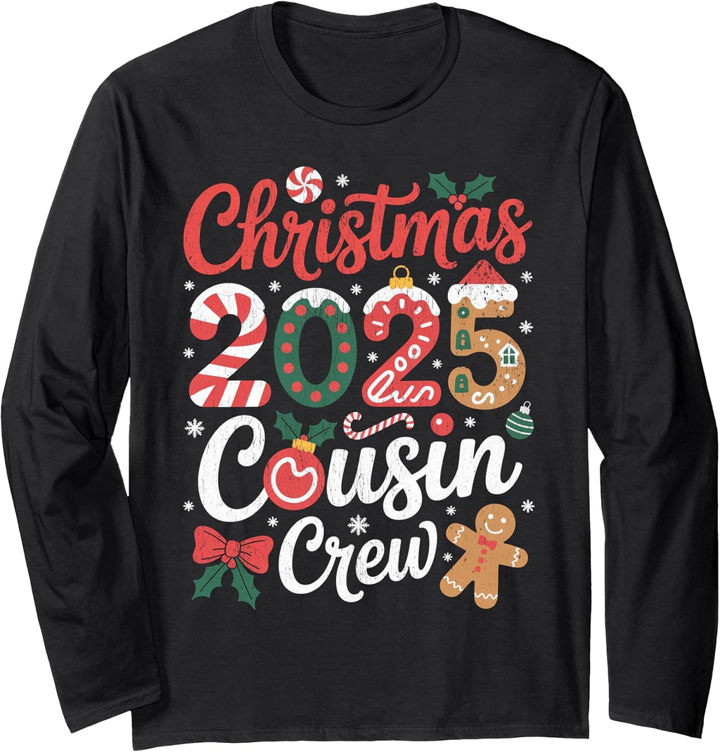 Merry Xmas Family Christmas 2025 Cousin Crew Long Sleeve T-Shirt