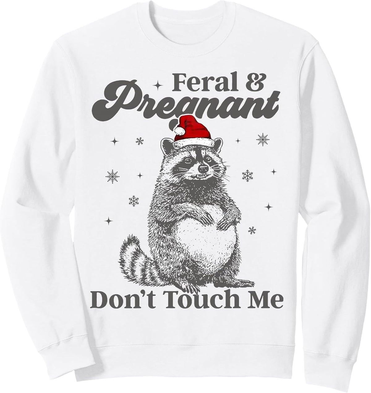 Funny Christmas Raccoon Feral And Pregnant Don't Touch Me Sweatshirt