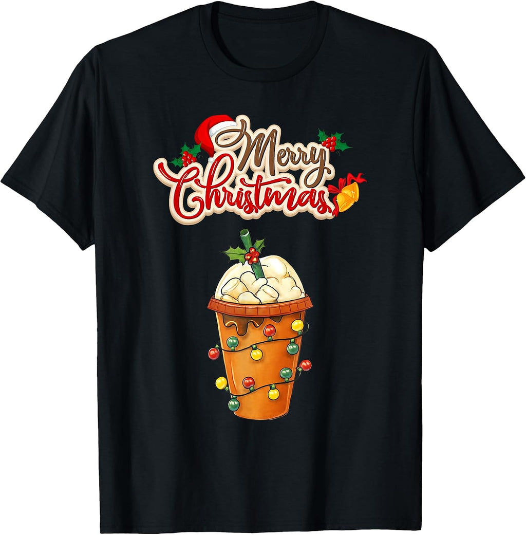 Cute Merry Christmas Coffee Lover Holiday Drink Graphic T-Shirt