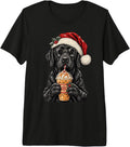 Christmas Black Labrador Coffee Lover Santa Hat Sunglasses Premium Tri-Blend T-Shirt