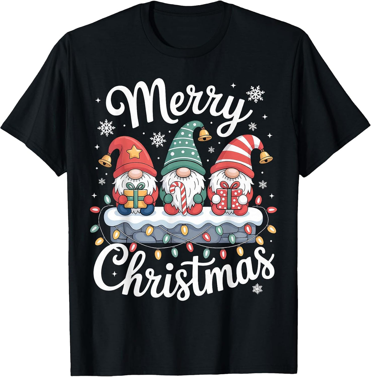 Merry Christmas Gnomes with Presents Holiday T-Shirt