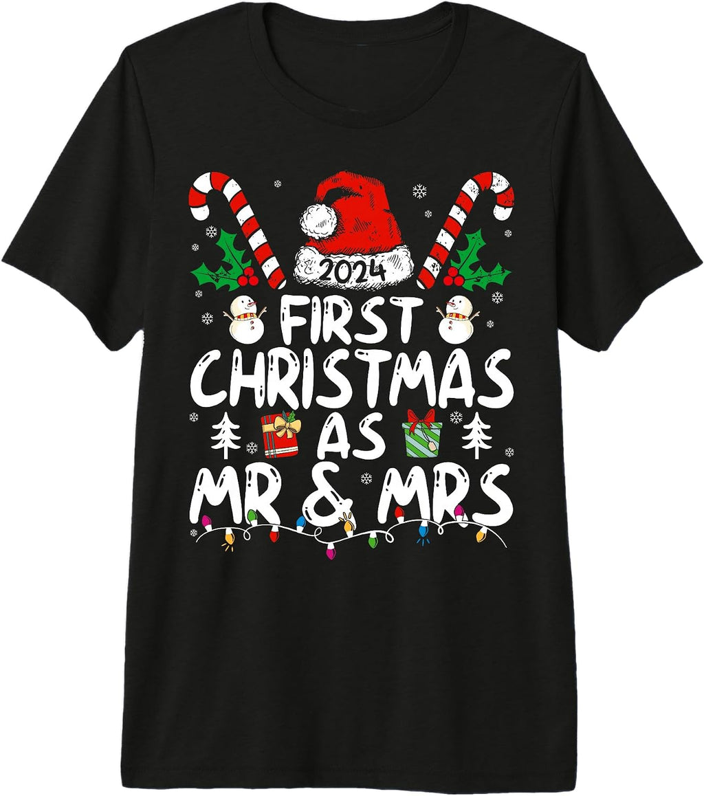 First Christmas As Mr and Mrs 2024 Just Married Couples Wife Premium Tri-blend T-Shirt