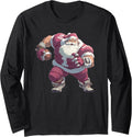 Santa Linebacker Men Kids Boys American Football Christmas Long Sleeve T-Shirt