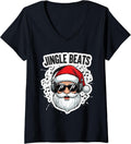 Womens Jingle Beats Music Lover Creator Christmas Musician Santa V-Neck T-Shirt