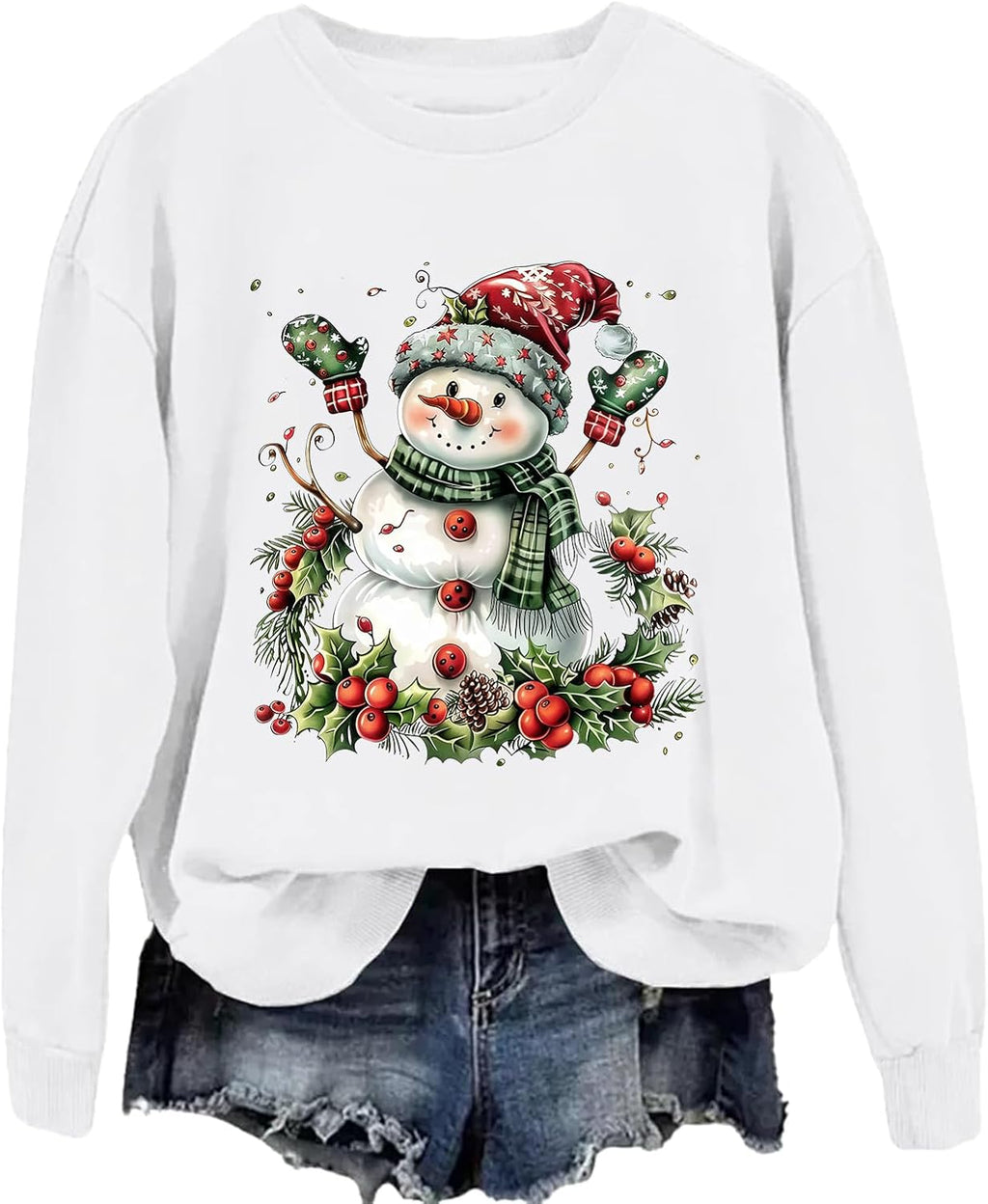 Snowman Christmas Sweatshirt Jolly Snowman Sweatshirt For Women