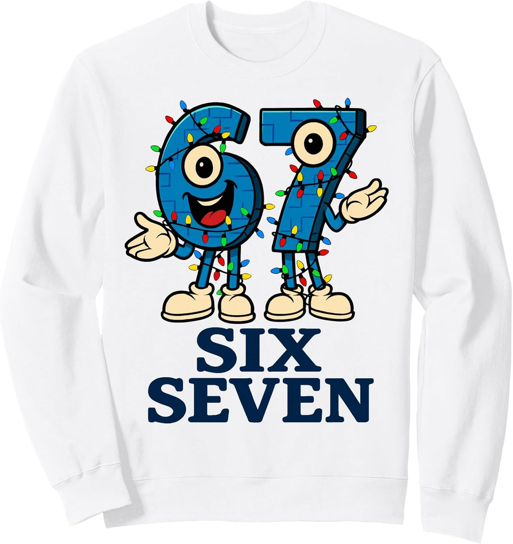 67 Six Seven 6-7 Christmas Lights - Funny Brainrot Meme Sweatshirt