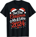 Our First Christmas As Mr Mrs 2024 Married Couples Matching T-Shirt