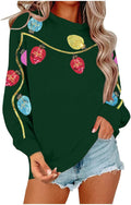 Christmas Sweatshirts for Women Sequin Christmas Light Long Sleeve Shirt
