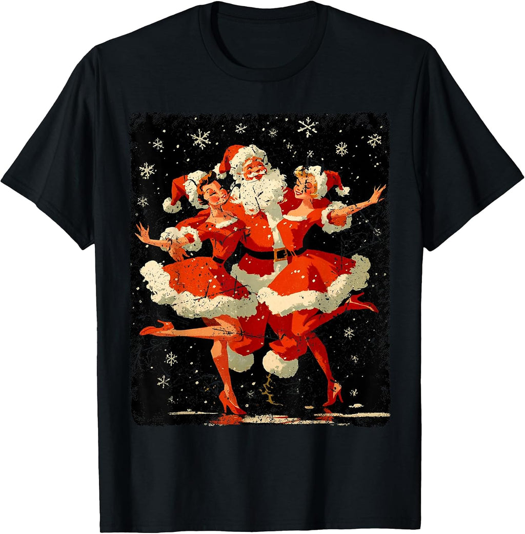 Vintage Santa Christmas Couple T-Shirt