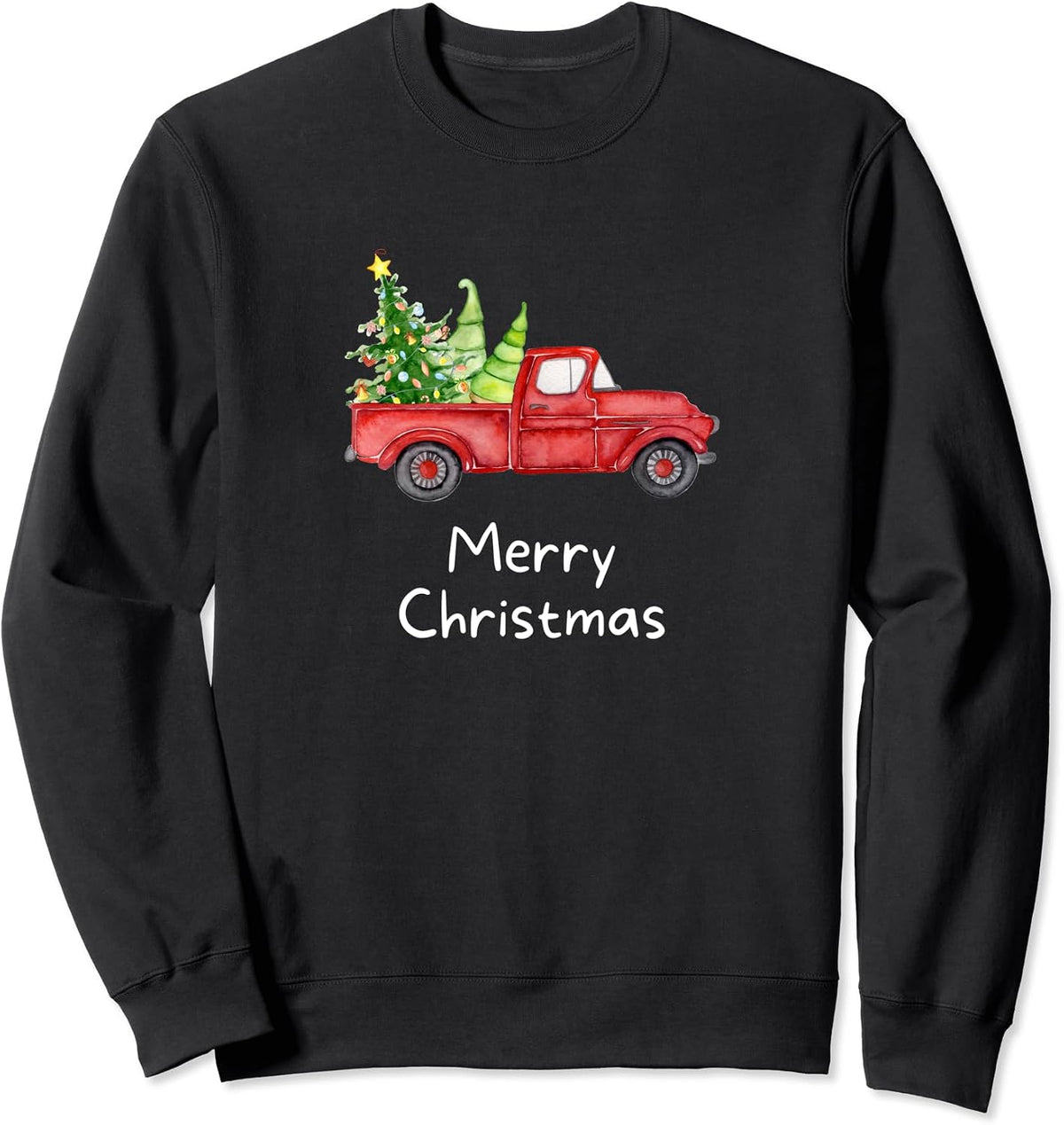 Red Truck with Christmas Tree Merry Christmas