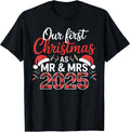 Our First Christmas as Mr and Mrs 2025 Matching Couple T-Shirt