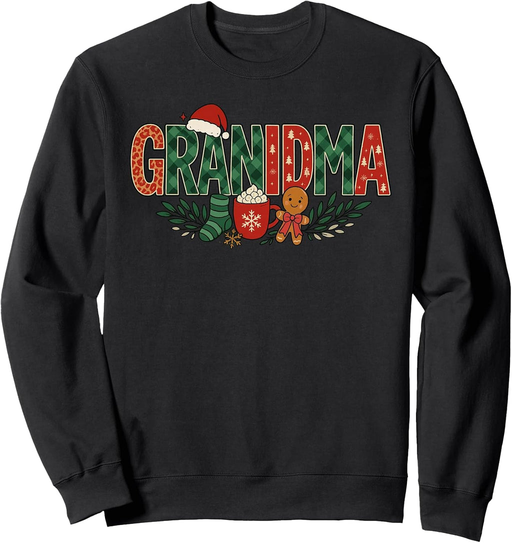 Grandma Christmas Hot Cocoa Gingerbread Holiday Sweatshirt