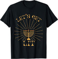 Let's Get Lit Happy Hanukkah Funny Menorah Jewish T-Shirt