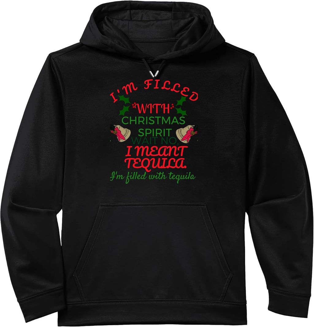 Funny Tequila Christmas Spirit - Drinking Xmas Merch Performance Hoodie
