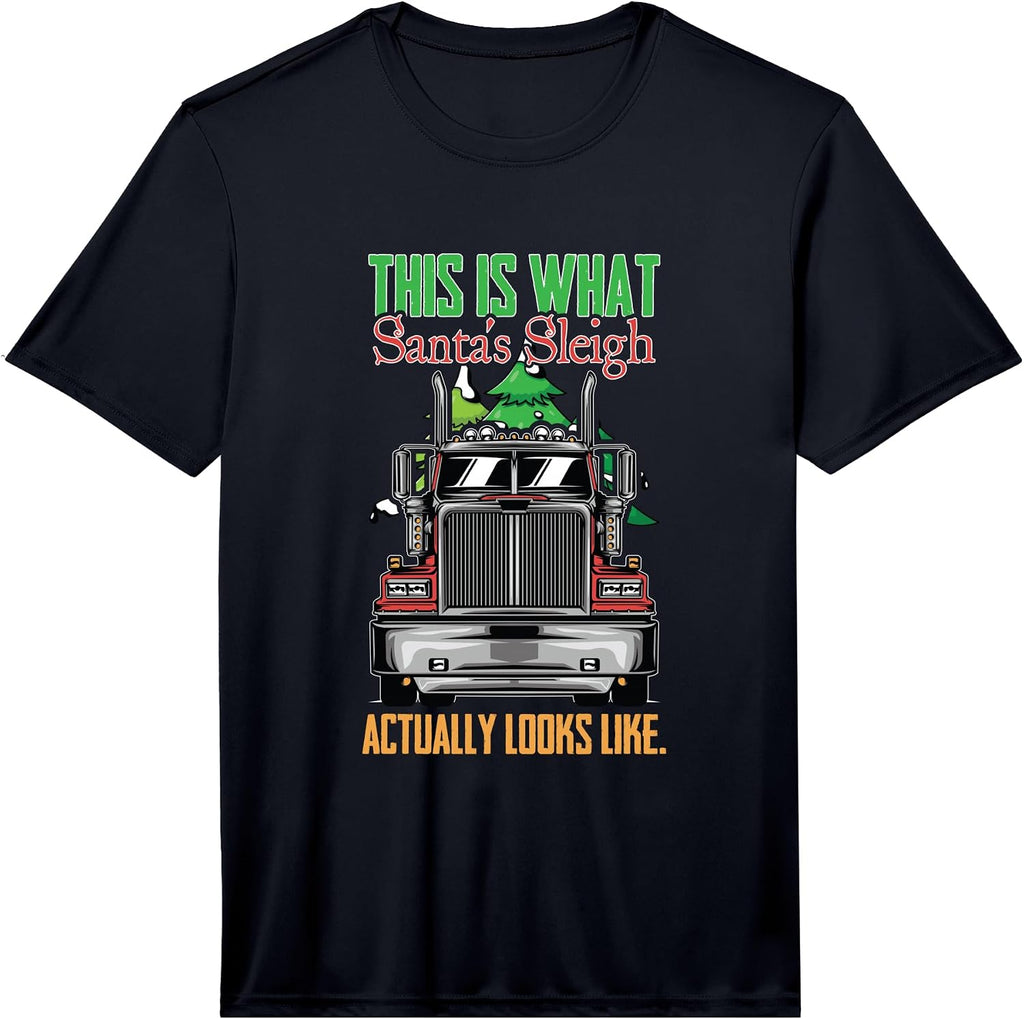 Mens Trucker Santa Xmas Truck Driver Merry Trucking Christmas Performance T-Shirt