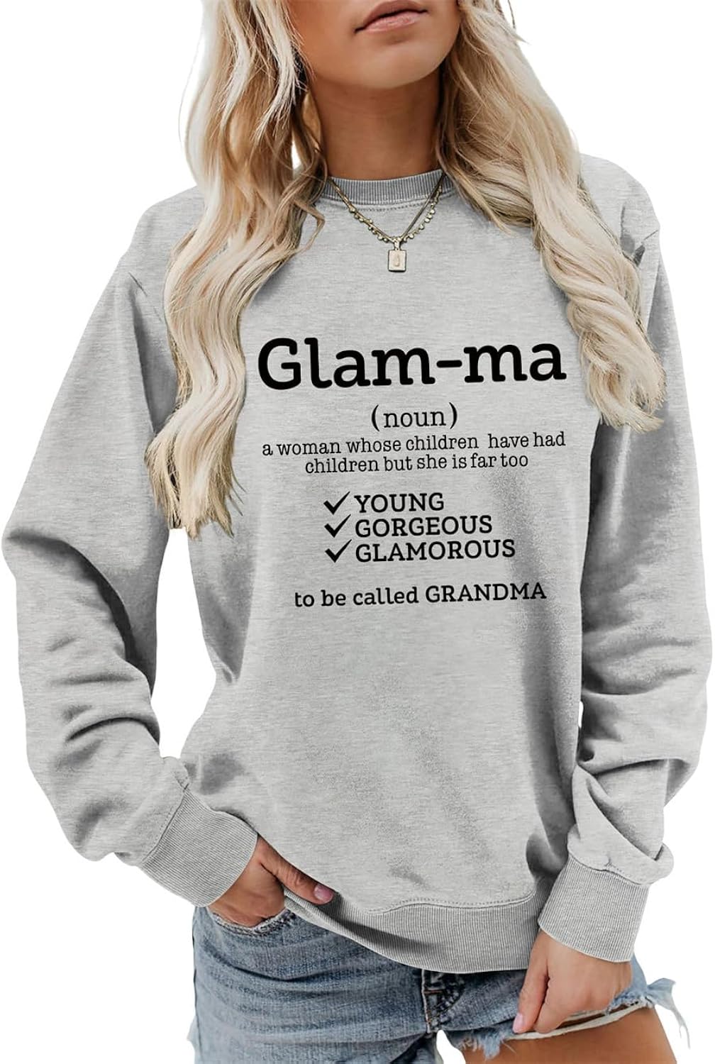 Glam Ma Definition Sweatshirt Christmas Grandma Gift Shirt Women Casual Crewneck Mimi Nana Pullover Tops