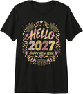 Hello 2027 Happy New Year Leopard Pink Gold Stars Premium Tri-Blend T-Shirt