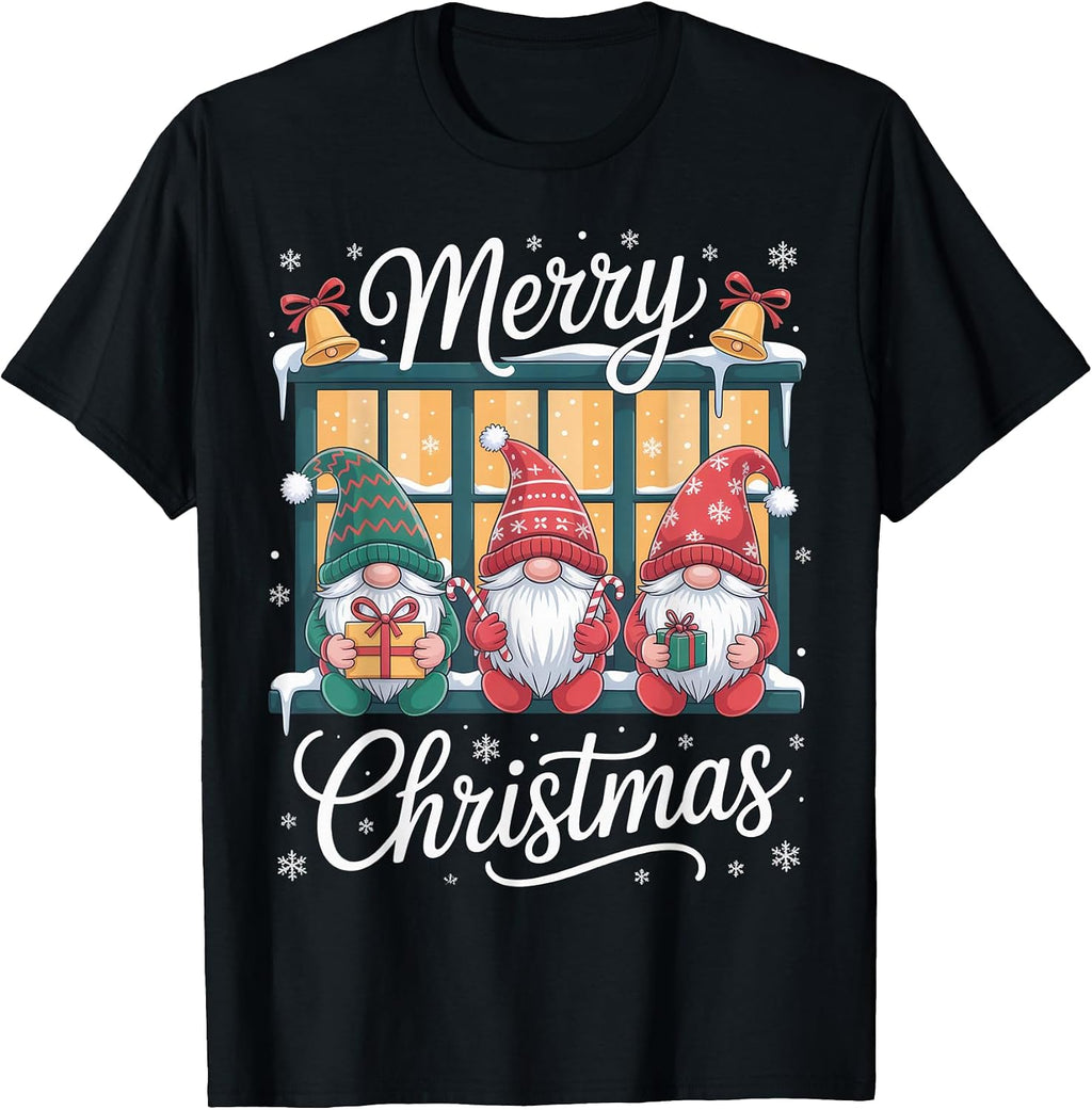 Merry Christmas Gnomes Festive Celebration Winter Cheer T-Shirt