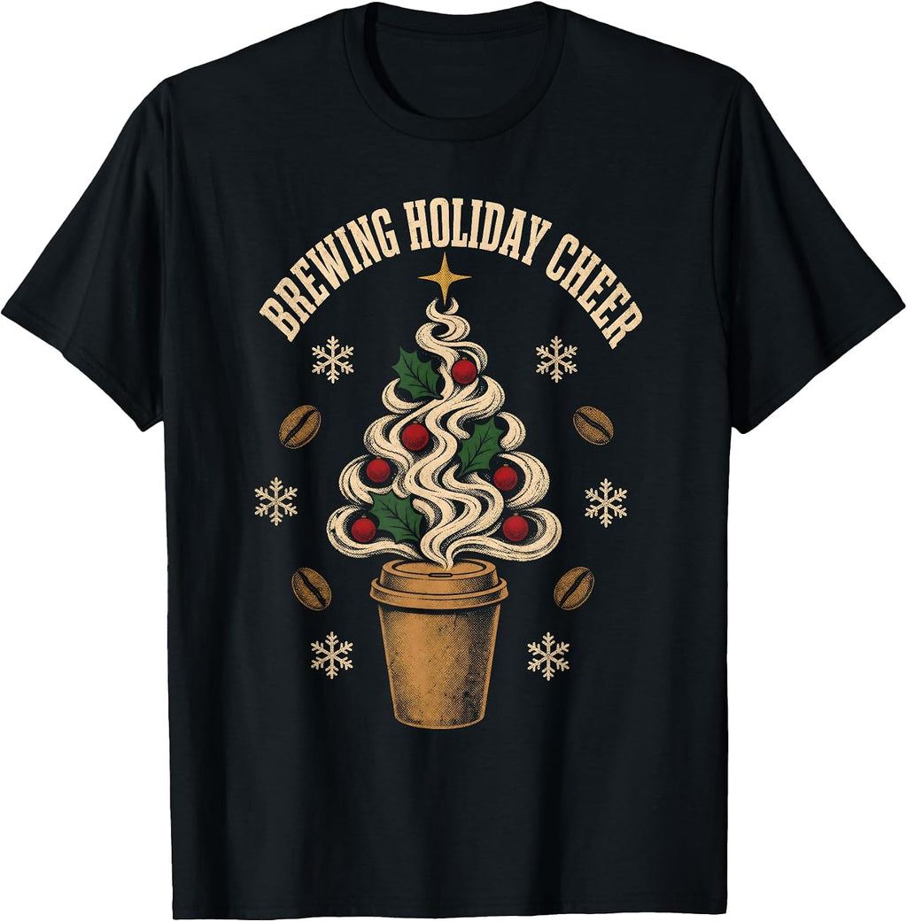 Brewing Holiday Cheer Coffee Christmas Tree T-Shirt
