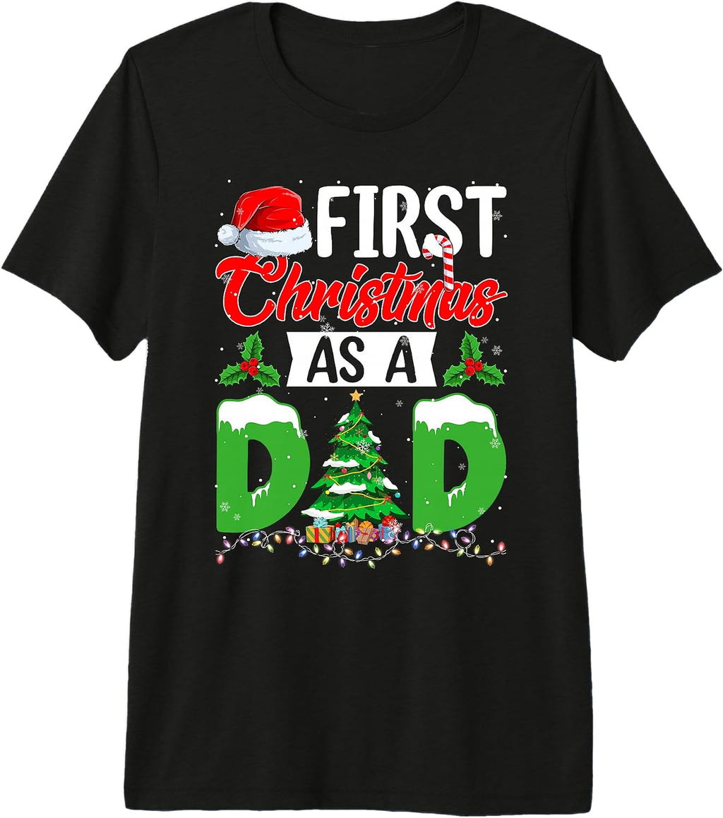Funny First Christmas As A Dad New Daddy Father's Day Men Premium Tri-blend T-Shirt