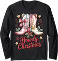 Howdy Christmas Western Cowgirl Holiday Boots Festive Long Sleeve T-Shirt