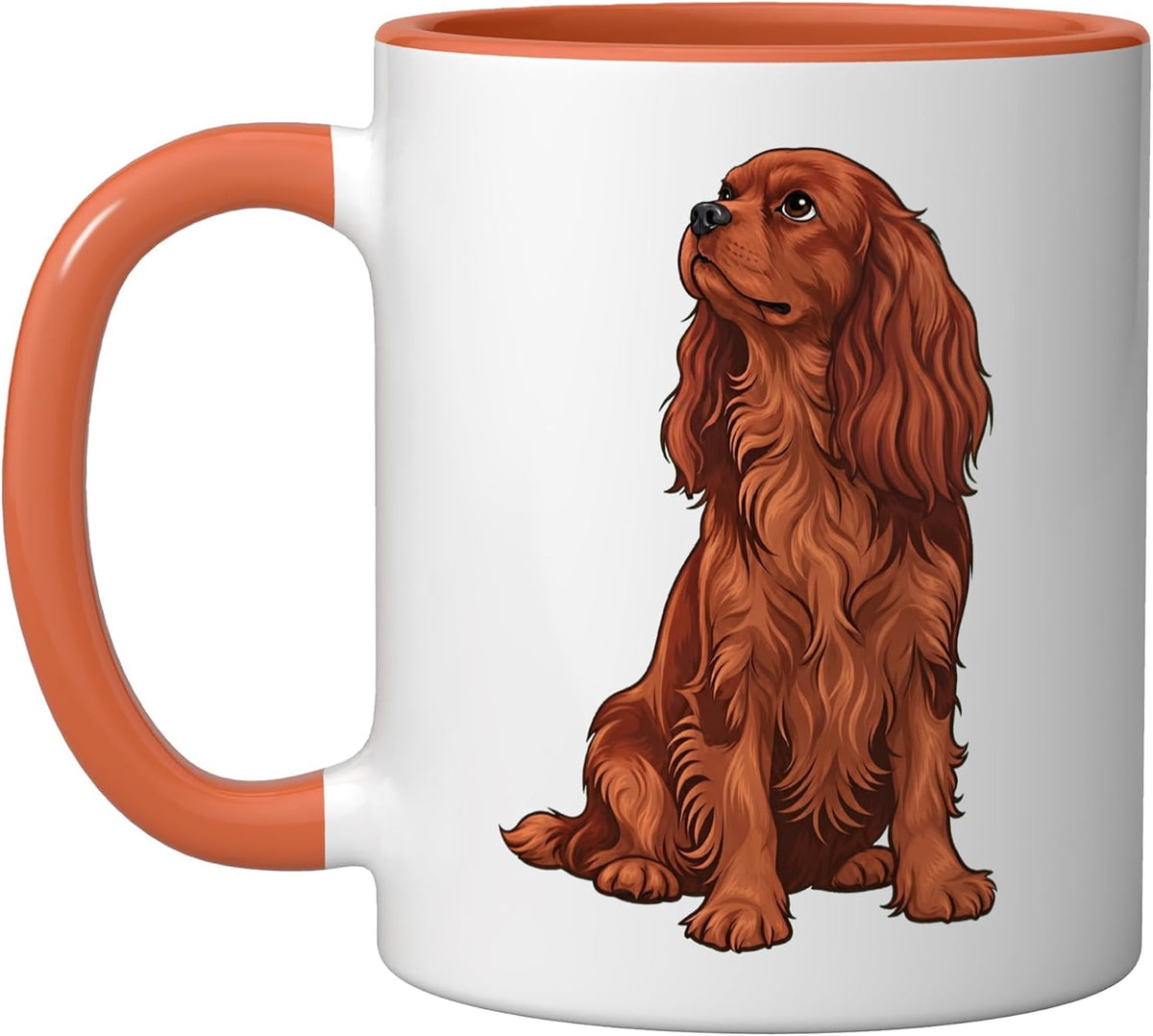 Womens Moms Sitting Ruby Cavalier King Charles Spaniel Lover Ceramic Mug, Orange/White, 11oz