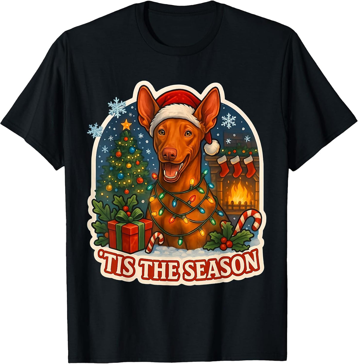 Tis The Season Pharaoh Hound Dog Merry Christmas Mom Dad Fun T-Shirt