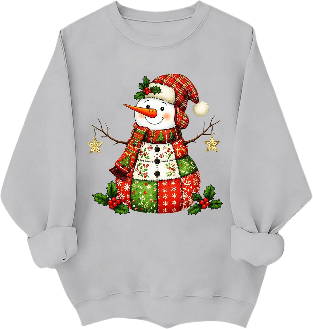 Snowman Christmas Shirts for Women Men Christmas Snowman Sweatshirt Merry Holiday Shirts Graphic Tees